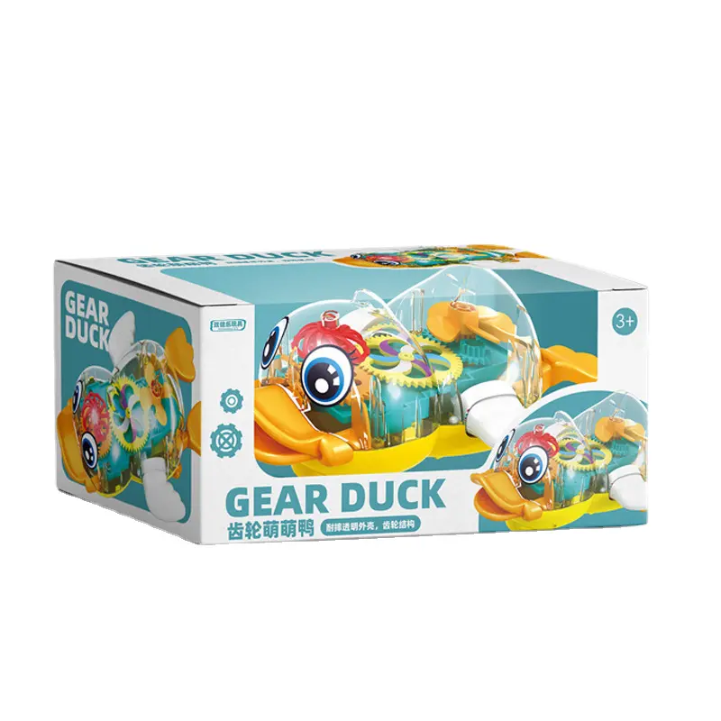 HY oyuncaklar yeni şeffaf dişli sevimli ördek evrensel sürücü göz kamaştırıcı dönen ışık müzik çocuk oyuncak