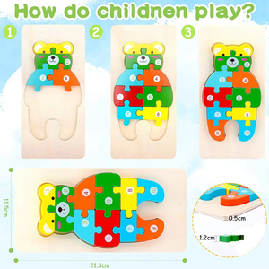 EDULAND ขายส่ง ตัวต่อไม้ 3 มิติ แบบมอนเตสซอรี่ เกมฝึกทักษะการเรียนรู้สำหรับเด็กอายุ 5 ถึง 7 ปี ตัวต่อจิ๊กซอว์ - Product Image 3