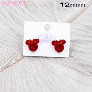 12/16 أقراط مرصعة بقلعة أكريليك لامعة برأس للنساء أقراط فأرة يدوية الصنع مرصعة بأعمدة مستطيلة فارغة - Product Image 4