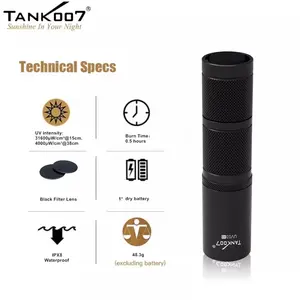 Tank007 365nm 블랙 라이트 경화 램프 토치 미니 LED 보석 토치 자외선 플래시 라이트 365 nm 블랙 라이트 uv 손전등