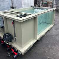 Bassin d'angle pour poissons, grand réservoir d'élevage de poissons intérieur personnalisé en PRV avec fenêtre, bassin extérieur en fibre de verre avec système de filtration pour bassin à poissons