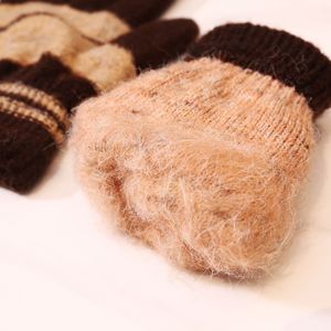 Guantes de lana para ciclismo con forro polar grueso para invierno, resistentes al viento, cálidos, con dedos completos, unisex, color aleatorio - Product Image 2