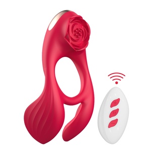 Anneau pénien en silicone pour homme, jouet pour adultes, outil Rose avec 3 moteurs et 7 vibrations pour stimulation clitoridienne et testiculaire double, sensationnelle - Product Image 1