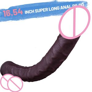 Dildo Masculino Enorme, Dilatador Realista, Color Negro Carne, Diseño Café, Doble Dureza, Silicona Líquida Suave, Impermeable IPx6, Juguete Sexual - Product Image 1
