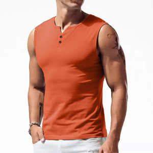Camisetas Deportivas Personalizadas para Hombre, Cuello Henley sin Botones, Ajuste Delgado, Elásticas, Sin Mangas, de Secado Rápido, Personalizables, de Malla, para Gimnasio - Product Image 3