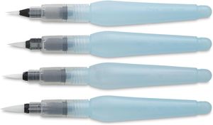 Lot <span class=keywords><strong>de</strong></span> 4 pinceaux à eau rechargeables, portables et solubles dans l'eau pour aquarelle, calligraphie et estompage humide - Product Image 2