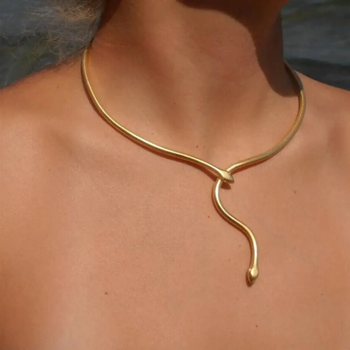 2024 nuevo estilo, collar de serpiente de acero inoxidable chapado en oro sin deslustre, Gargantilla de cadena, collar