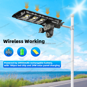 Hongnaer 8MP لاسلكية 3 فيديو عدسة مزدوجة تعمل بالطاقة الشمسية كاميرا IP V380 Pro 4K واي فاي الأمن CCTV الشمسية ضوء الشارع الكاميرا - Product Image 5