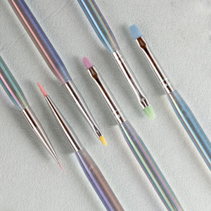Ensemble de pinceaux à ongles en nylon colorés, pinceaux plats, ronds, en forme de pétale, petits pinceaux liner, pour la peinture sur gel, la décoration des ongles, kit d'outils de manucure pour salon - Product Image 3