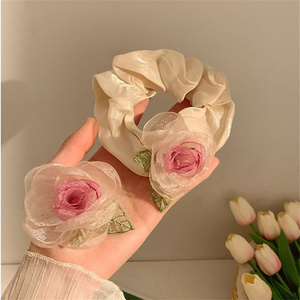 Trendy Cute Hair Scrunchies Primavera Verano Cuerda para el cabello para niñas Moda Mujer <span class=keywords><strong>Pink</strong></span> Rose Accesorios para el cabello - Product Image 3