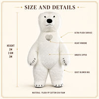 Costume gonflable d'ours en peluche de 2M/2.6M, robe de fête de mariage en fourrure avec cravate, costume de mascotte d'ours géant pour adulte