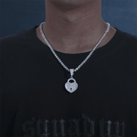 Dropshipping Bling Party Hiphop Bijoux Femmes Hommes Argent Sterling 925 Plaqué Or VVS Moissanite Collier Pendentif Coeur Glacé