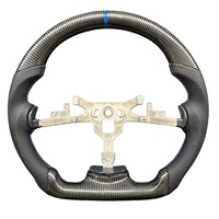 Volant sport personnalisé en fibre de carbone forgée avec 3 branches et garniture en cuir PU rouge pour Dodge SRT Hellcat Redeye