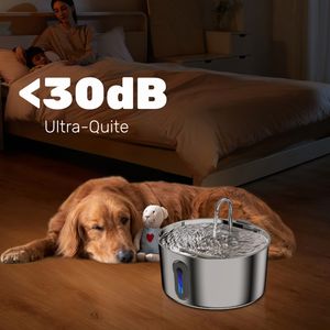 Sıcak satış sessiz pompa kablosuz şarj LED hafif paslanmaz çelik akıllı sensör otomatik Pet su çeşmesi <span class=keywords><strong>APP</strong></span> ile - Product Image 6