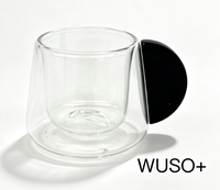 Mug à café en verre à double paroi avec poignée, résistant à la chaleur, isolé, pour thé, latte, cappuccino, usage domestique et professionnel