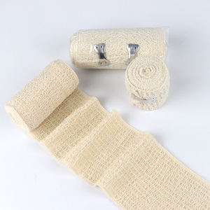 Benda in crêpe <span class=keywords><strong>di</strong></span> Spandex bianco naturale realizzato in Cina per ferite fisse, fasciatura elastica, bendaggio in crêpe <span class=keywords><strong>di</strong></span> cotone con clip - Product Image 3