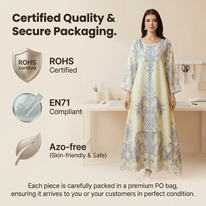 Elegante Abaya Azul Cielo con Estampado Paisley para Mujer, Caftán con Detalles Brillantes, Vestido de Fiesta Islámico de Lujo Modesto - Product Image 3