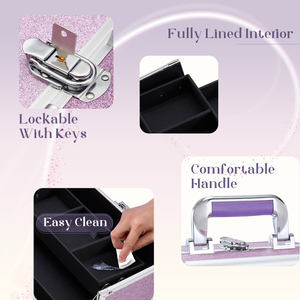 Maletín <span class=keywords><strong>de</strong></span> <span class=keywords><strong>Maquillaje</strong></span> <span class=keywords><strong>Profesional</strong></span> <span class=keywords><strong>de</strong></span> Aluminio Rosa con Múltiples Bandejas para Mujer, Estuche <span class=keywords><strong>de</strong></span> Cosméticos Brillante para Viaje y Almacenamiento, Caja <span class=keywords><strong>de</strong></span> Belleza en Oferta - Product Image 5