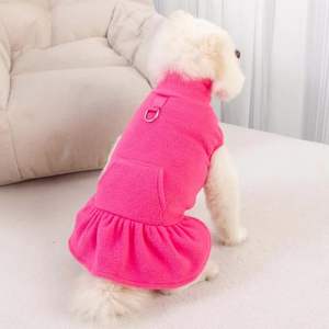Robe pull col roulé en polaire pour petits chiens et chats, style princesse, avec poche et <span class=keywords><strong>harnais</strong></span> à anneau en D - Product Image 2