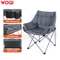 Chaise de camping pliable surdimensionnée chauffante WOQI, portable, robuste, avec appui-tête rembourré épais, logo personnalisé
