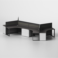 Nouveau design poste de travail de bureau en forme de x poste de travail modulaire cubique 8 places 10 personnes poste de travail de bureau ouvert avec écran
