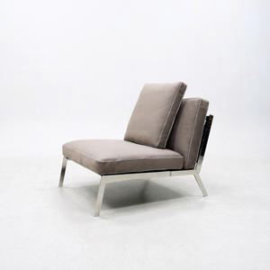 Fauteuil de salon noir de luxe léger, chaise longue relaxante en tissu rembourré, chaise de loisirs individuelle - Product Image 4