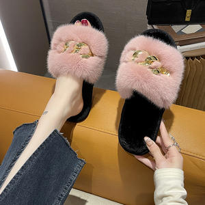 New Design <b>TPR</b> Sole Ladies slippers Flat Flannel Lining Fashion slippers With High Material - Product Image 4