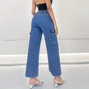 Jeans da Donna Taglia Grande, Comodi <span class=keywords><strong>con</strong></span> Vita Elastica e Coulisse, Gamba Larga <span class=keywords><strong>con</strong></span> Tasche a Patta - Product Image 4