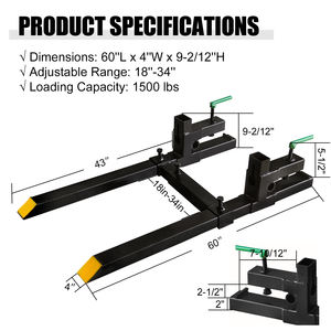 Huize fourches à palettes Skid Steer tracteur robuste 60 "4000 Lbs pince en acier sur fourches à palettes avec <span class=keywords><strong>barre</strong></span> transversale - Product Image 2