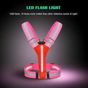 USB Wiederauf ladbare LED-Licht weste Hohe Sichtbarkeit Anpassbares Logo Nylon Polyester Fahrwerk jacke Einstellbar Reflektierend - Product Image 3