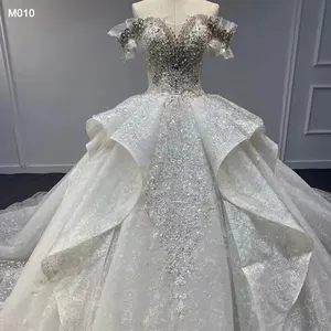 Jancember M010 Elegant Off Shoulder Turkey Bridal Ball Gown Wedding Dresses With Long Train