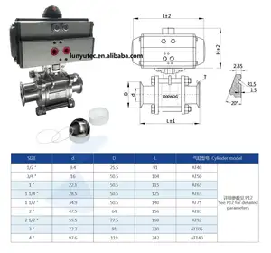 Sanitary Ball Valve With Pneumatic actuator With Full PTFE