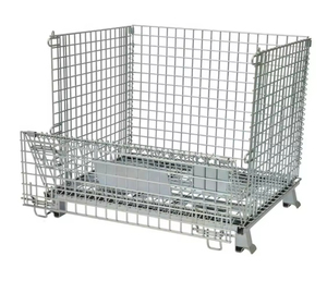 Dây lưới container lồng kho nhiệm vụ nặng nề xếp chồng gấp dây thép lưới lồng lưu trữ Pallet hộp với bánh xe - Product Image 2