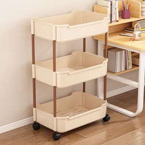Multi Layer Storage Cart With Wheels For Bedroom Bathroom Living Room Portable Snacks Organizer Easy Cleaning Rectangle - Product Image 2