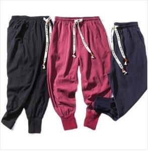 Pantalones informales Chinoiserie de cáñamo de algodón para hombre, ropa de calle informal con bandas sueltas grandes japonesas, novedad de 2000 - Product Image 4