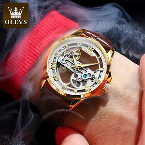 Olevs 6661 Orologi da Polso da Uomo di Lusso alla Moda Impermeabili Scontati OEM Sportivi Tourbillon Automatici in Pelle <span class=keywords><strong>Oro</strong></span> - Product Image 2