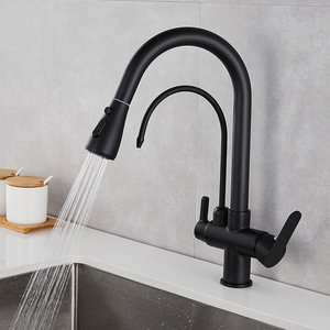 Rubinetto da <span class=keywords><strong>cucina</strong></span> a 3 vie <span class=keywords><strong>nero</strong></span> opaco in stile moderno in ottone per bere rubinetto senza piombo - Product Image 2