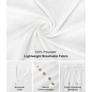 Conjunto de Playa de 2 Piezas para Hombre, Camisa Blanca de Manga Corta de Algodón y Pantalones Holgados, Estilo Casual de Verano - Product Image 5