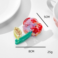 YIYI Nouvelle conception Pince à cheveux en acétate 8 cm multicolore marbrée motif fleur et feuille pour femme, fraîche et douce, pour usage quotidien