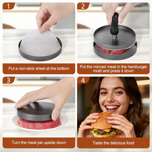 Molde Redondo Antiadherente de Alta Resistencia para Hamburguesas, Prensa de Carne de Aleación de Aluminio para Hacer Hamburguesas, para Cocina al Aire Libre, Parrilla para Asar - Product Image 5