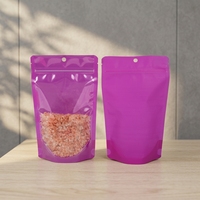 Sachets refermables en Mylar translucide violet mat avec fermeture éclair, pour emballage alimentaire, imprimés avec logo, anti-odeur