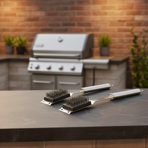 Paquete de 2 Cepillos para Barbacoa de Acero Inoxidable de Mango Largo y Alta Resistencia para Limpiar Parrillas, Cocina y Camping, Aptos para Lavavajillas, Multiusos - Product Image 3