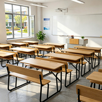 Meubles de classe Shanfeng, table d'étude double en MDF pour étudiants, bureau scolaire conjoint avec banc, certifié ISO