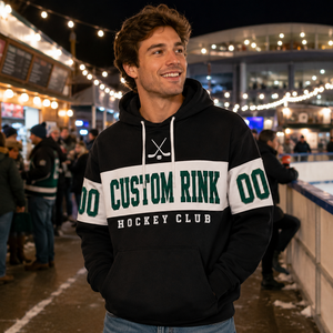 Sweat-shirt personnalisé style maillot de hockey avec numéro pailleté – Tenue de match - Product Image 1