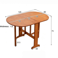 Table à manger pliante extensible en bambou, ovale, gain de place, pour cuisine et salle à manger, mobilier de maison