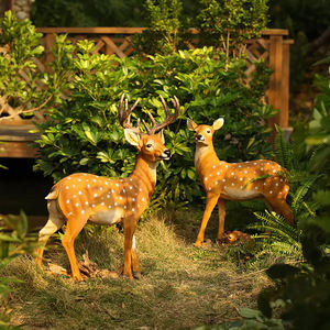 גודל גדול של חיות פיברגלס פסל חג המולד פסטיבל איילים גן קישוט חצר פולי שרף בעלי חיים בגודל טבעי למכירה - Product Image 3