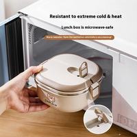 Boîte à lunch en acier inoxydable, compatible micro-ondes, isolée, à plusieurs niveaux, pour le bureau, l'école, conteneur de stockage alimentaire