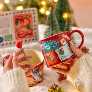 Tasse à café en céramique rouge exquise de grande valeur esthétique Lelyi pour Noël et le Nouvel An, compatible lave-vaisselle et micro-ondes - Product Image 6