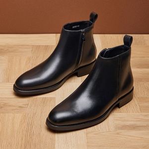 Nouvelles Bottes Chelsea Mi-mollet Décontractées et Habillées pour l'Hiver en Cuir Véritable, à Enfiler, Imperméables, Antidérapantes, Chaudes et Tendance - Product Image 1