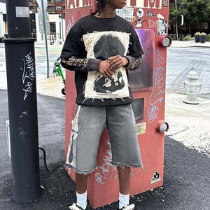 T-shirt graphique personnalisé avec double couche Boxy manches longues T-shirts sérigraphiés DTG en coton lourd pour hommes-Design vierge - Product Image 2